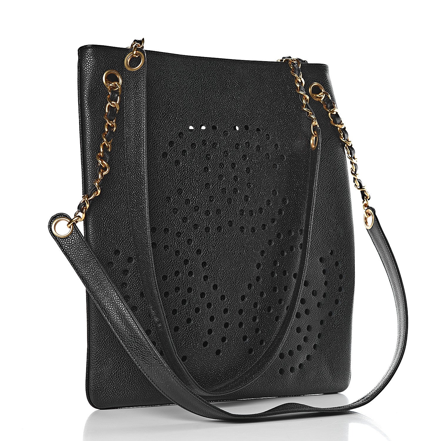 Chanel Caviar Perforated CC Tote Black 4 of 12