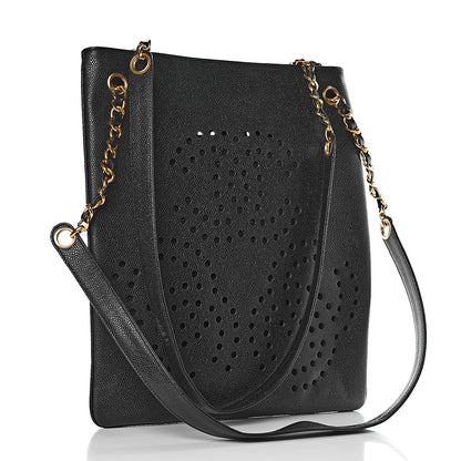 Chanel Caviar Perforated CC Tote Black 4 of 12