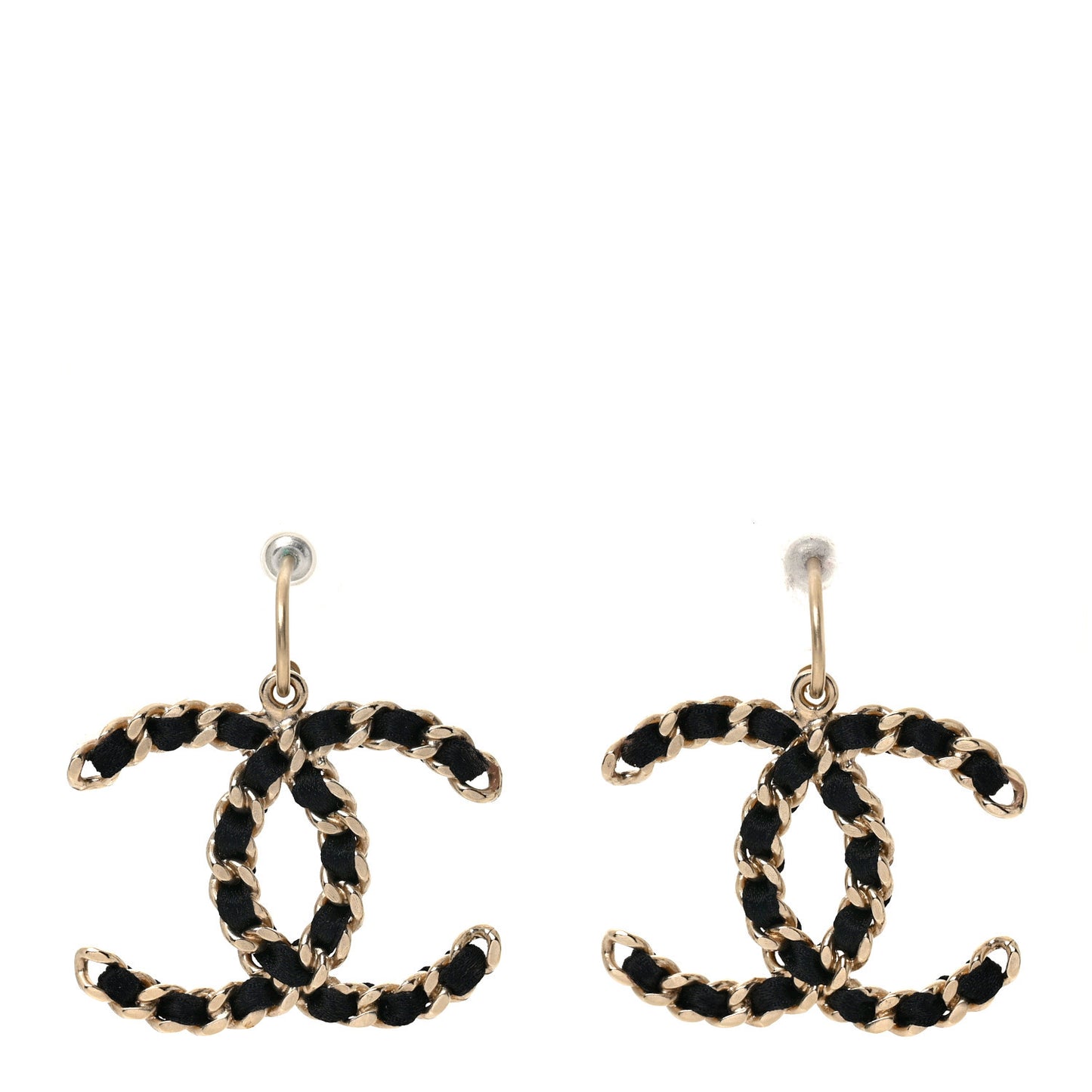 CC Chain Earrings Light Gold Black