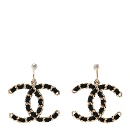 Chanel CC Chain Earrings Light Gold Black 1 of 5