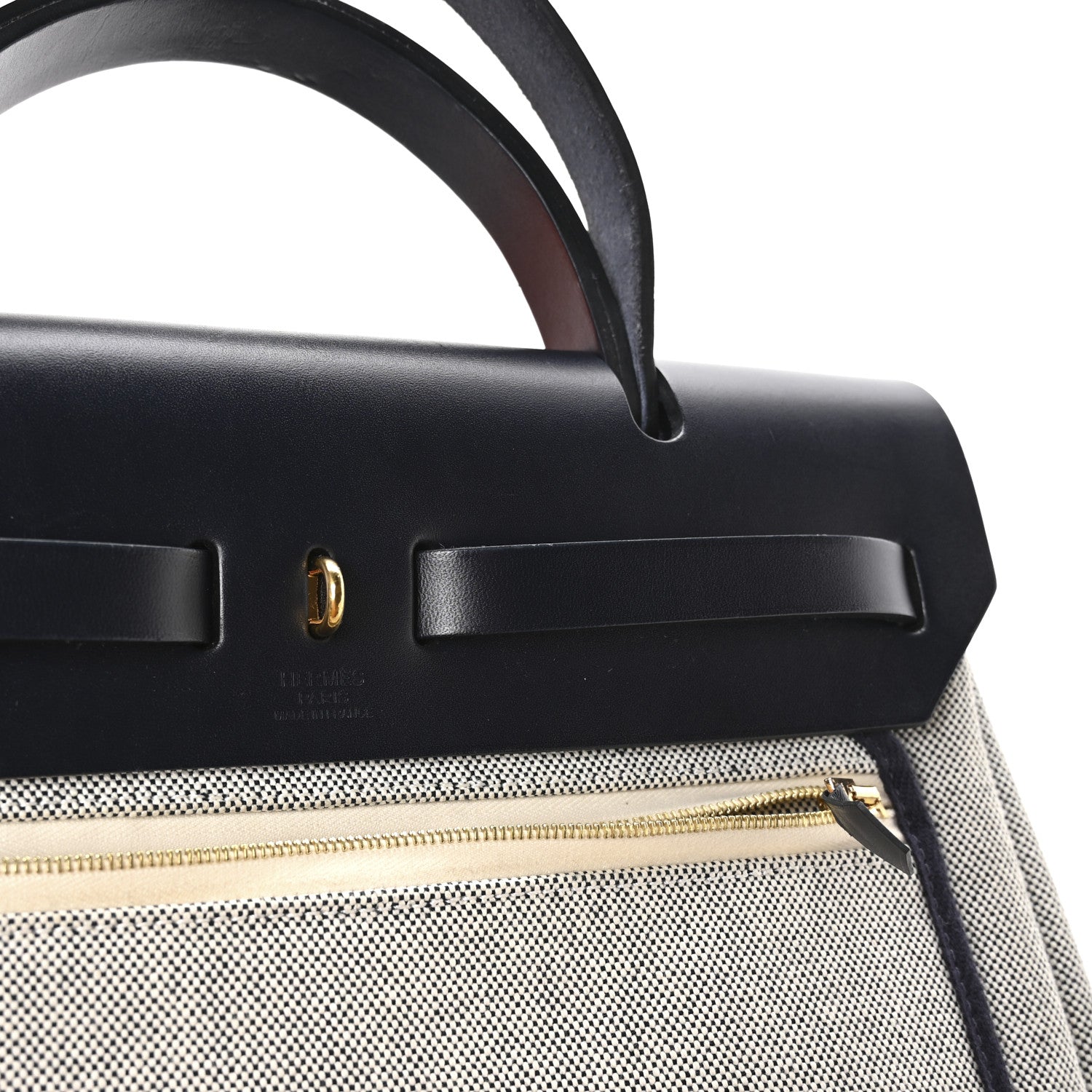 Hermes H Plume Canvas Vache Hunter Circuit 24 Herbag Zip Retourne 31 Bleu Royal Bleu Indigo Ecru 7 of 12