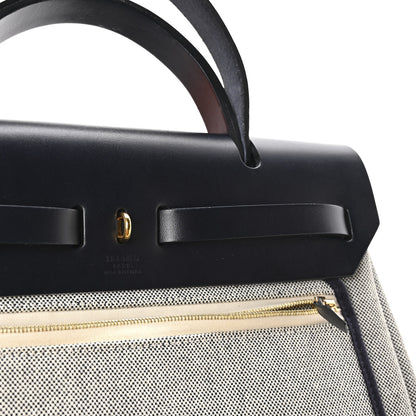 Hermes H Plume Canvas Vache Hunter Circuit 24 Herbag Zip Retourne 31 Bleu Royal Bleu Indigo Ecru 7 of 12