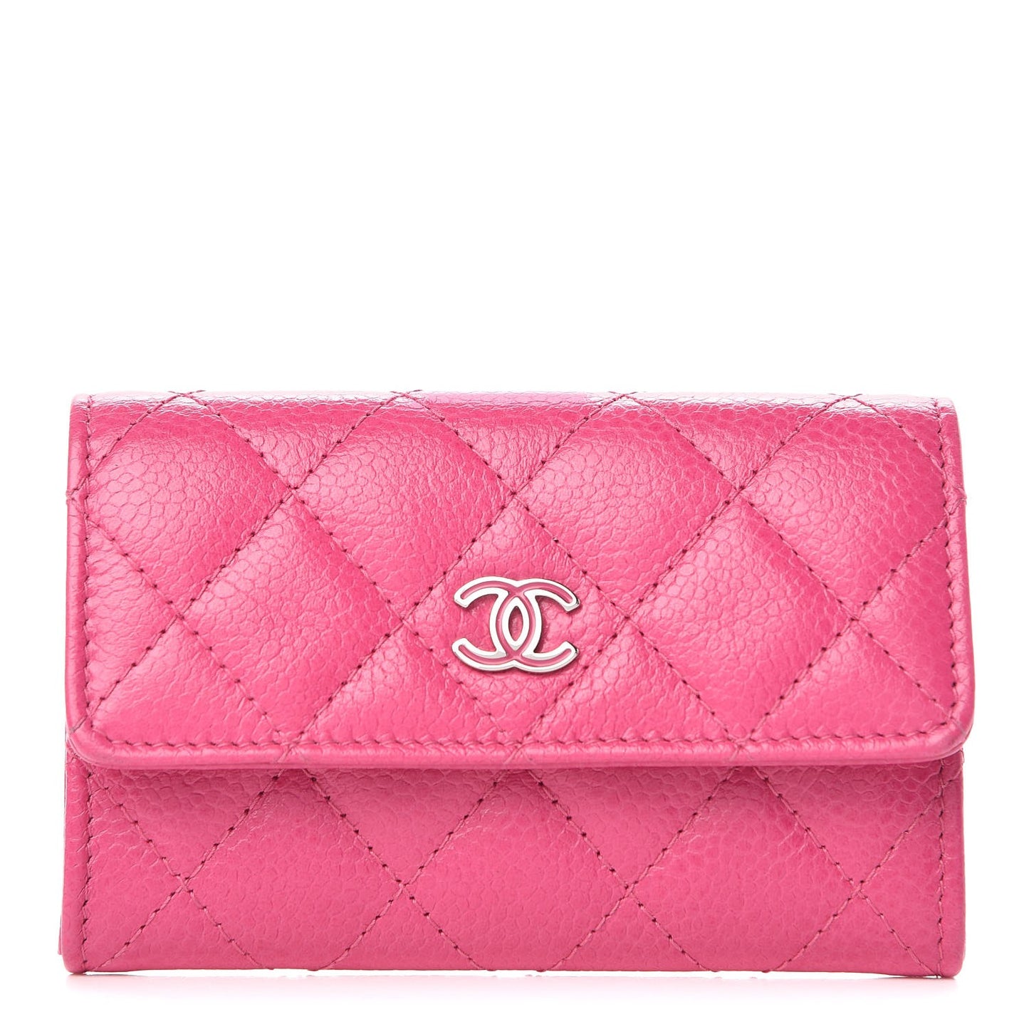 Caviar Quilted CC Card Holder Pink