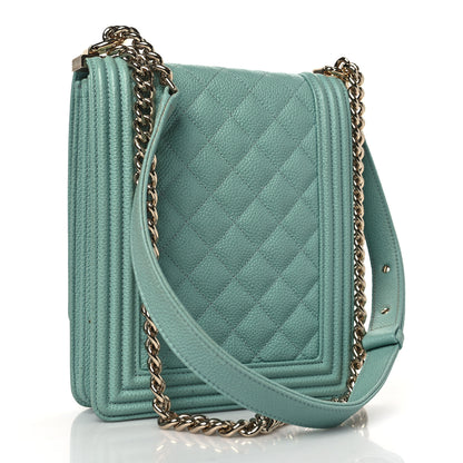 Chanel Caviar Quilted North South Boy Flap Light Blue 3 of 9
