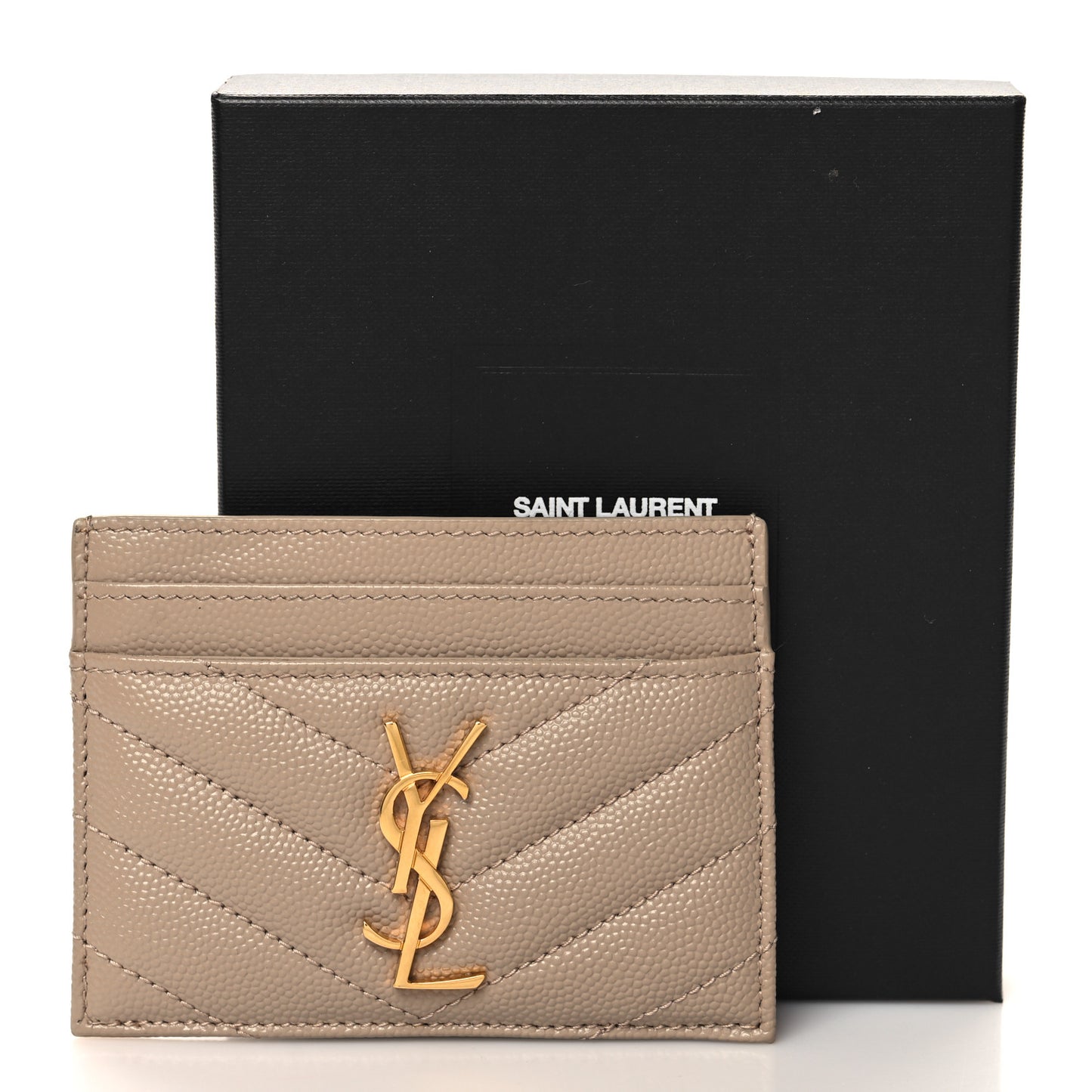 Grain De Poudre Matelasse Chevron Monogram Credit Card Case Sea Salt