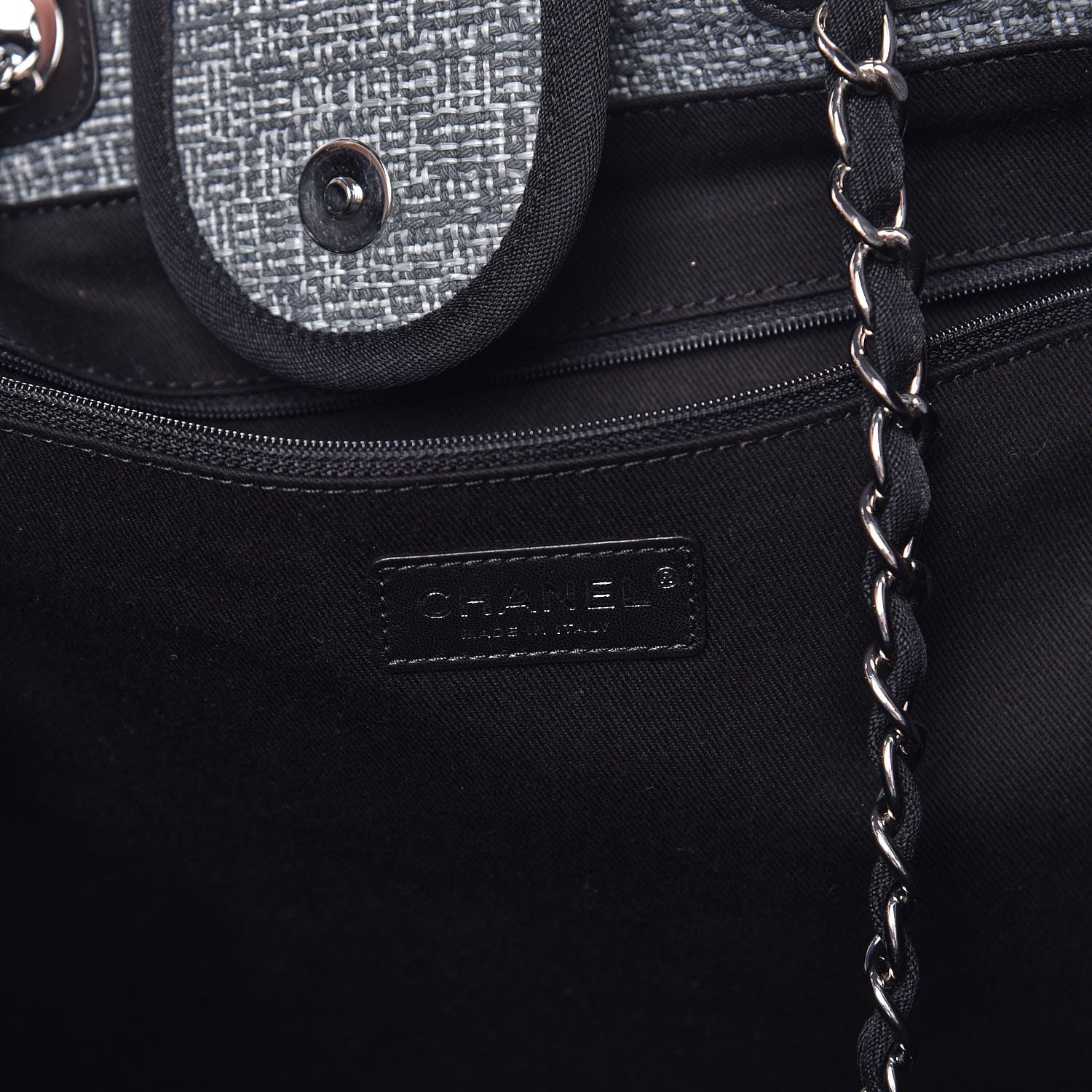 Chanel Canvas Large Deauville Tote Charcoal 7 of 9