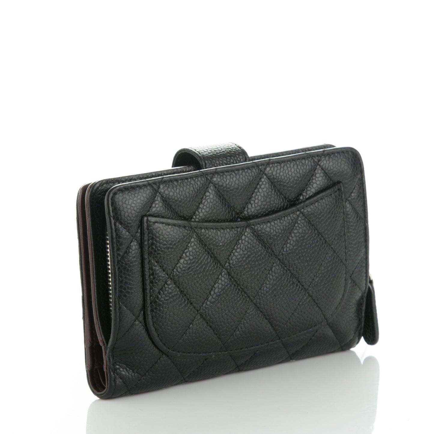 Caviar Quilted Zipped Pocket Wallet Black