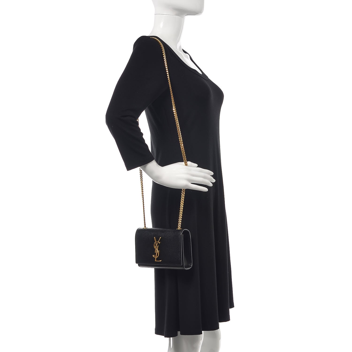 Saint Laurent Grain De Poudre Small Monogram Kate Satchel Black 2 of 12
