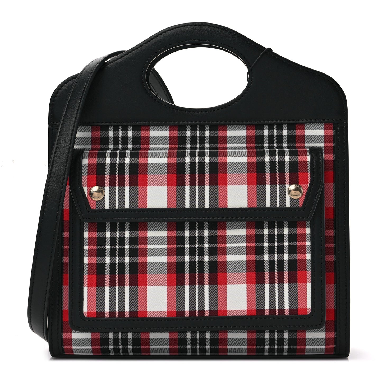 Calfskin Nylon Tartan Mini Pocket Bag Bright Red