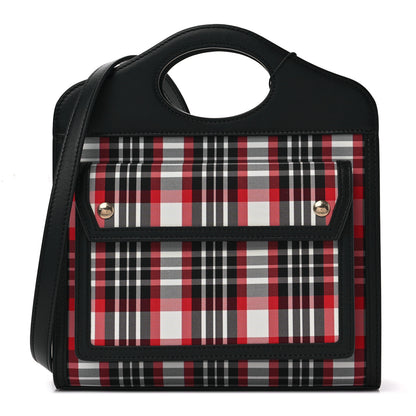 Burberry Calfskin Nylon Tartan Mini Pocket Bag Bright Red 1 of 8