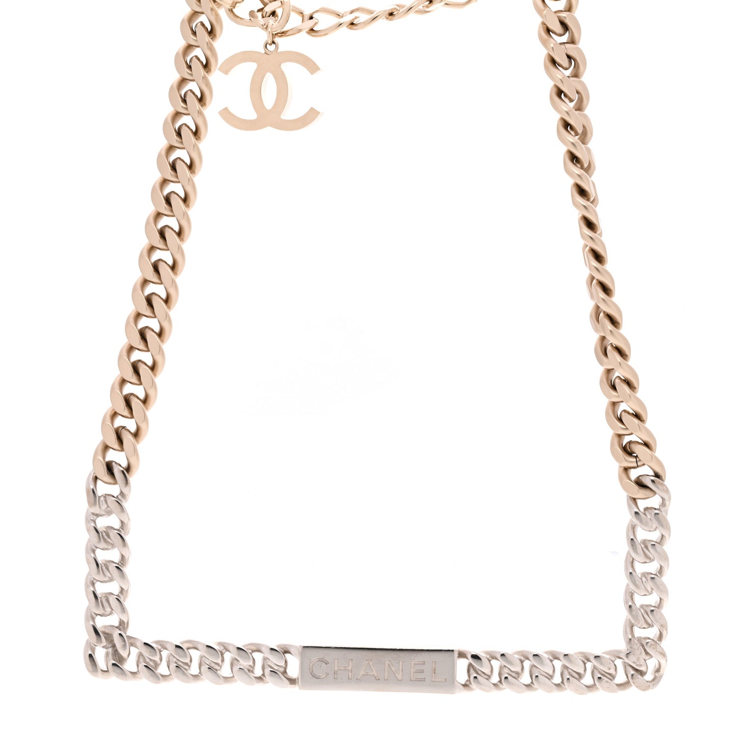 Oversized Chain Logo Short Necklace Silver Gold