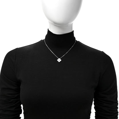 Van Cleef & Arpels 18K White Gold Diamond Vintage Alhambra Pendant Necklace 2 of 7