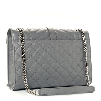 Saint Laurent Grain De Poudre Textured Mixed Matelasse Medium Triquilt Monogram Satchel New Stone 3 of 11