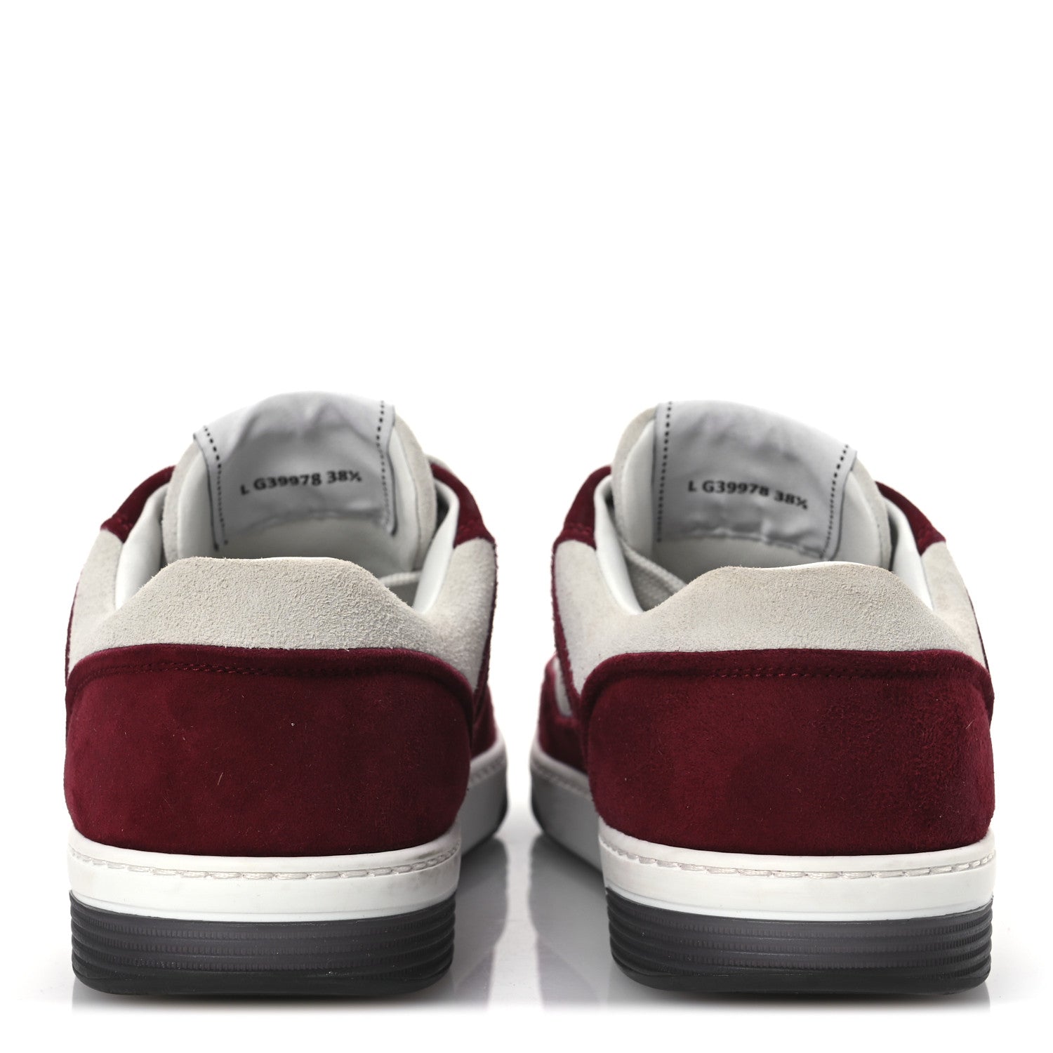 Chanel Suede Kidskin Womens CC Sneakers 38.5 Burgundy White 6 of 11