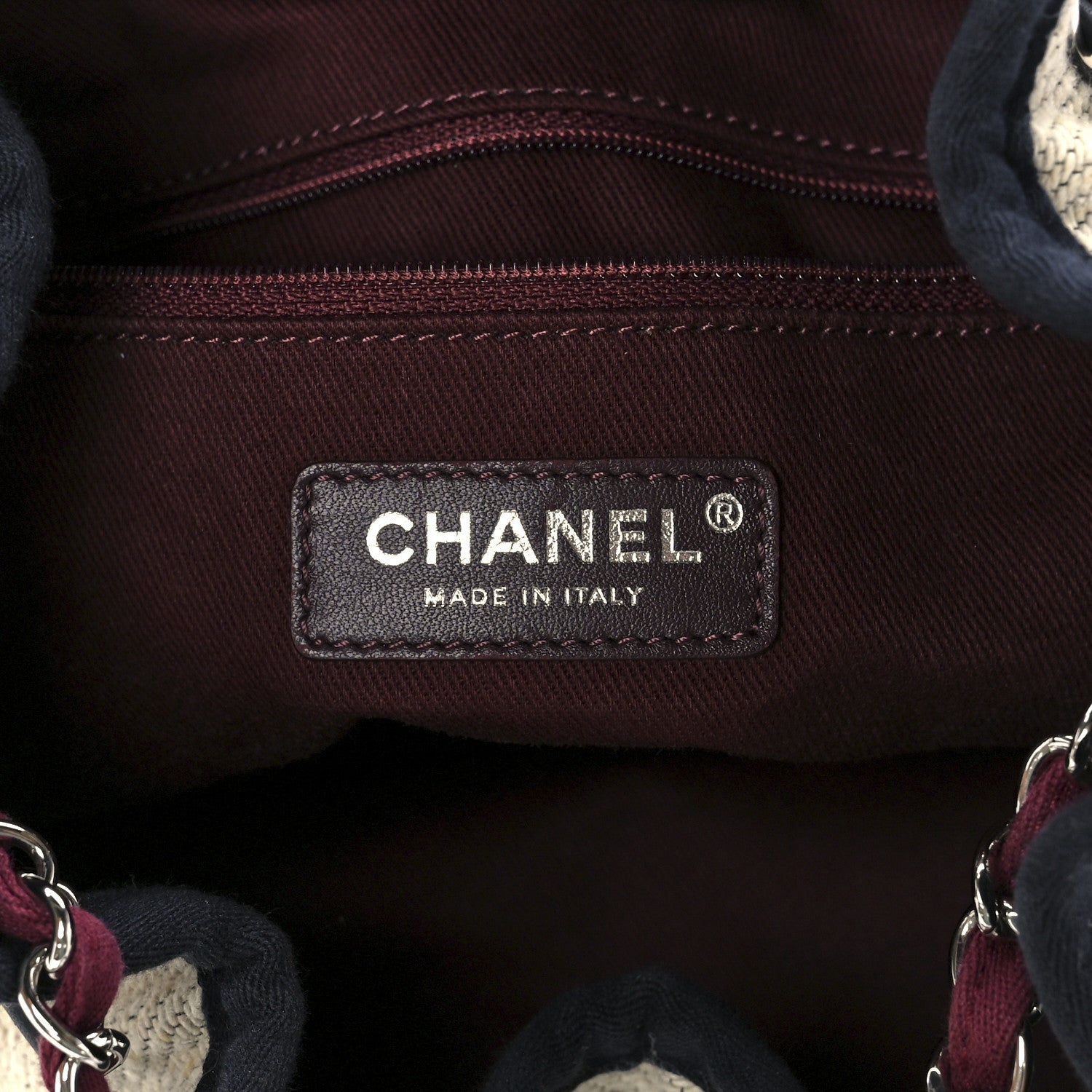 Chanel Striped Canvas Deauville Drawstring Bag Beige 6 of 11