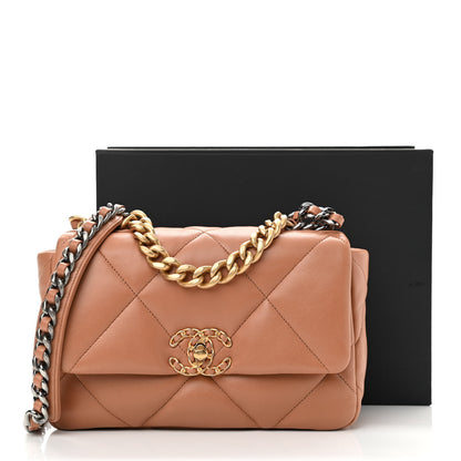 Chanel Lambskin Quilted Medium Chanel 19 Flap Light Brown 11 of 11
