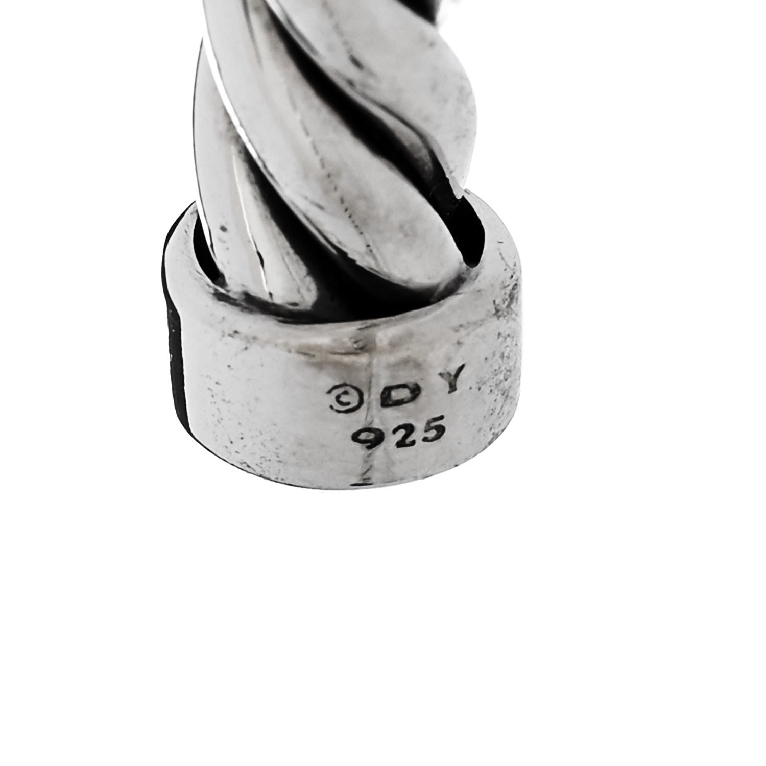 David Yurman Sterling Silver Onyx 6mm Cable Classic Cuff Bracelet 3 of 4