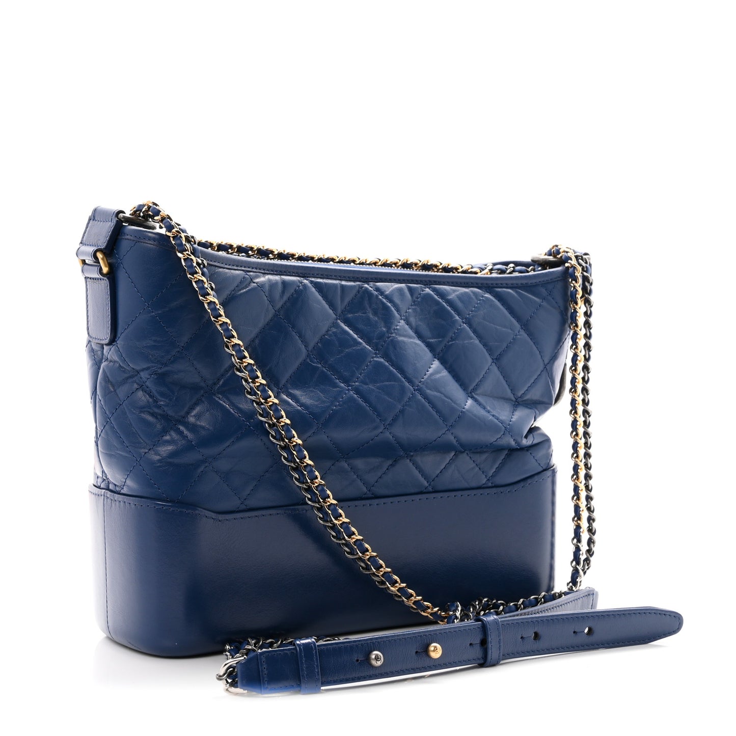 Aged Calfskin Quilted Medium Gabrielle Hobo Blue