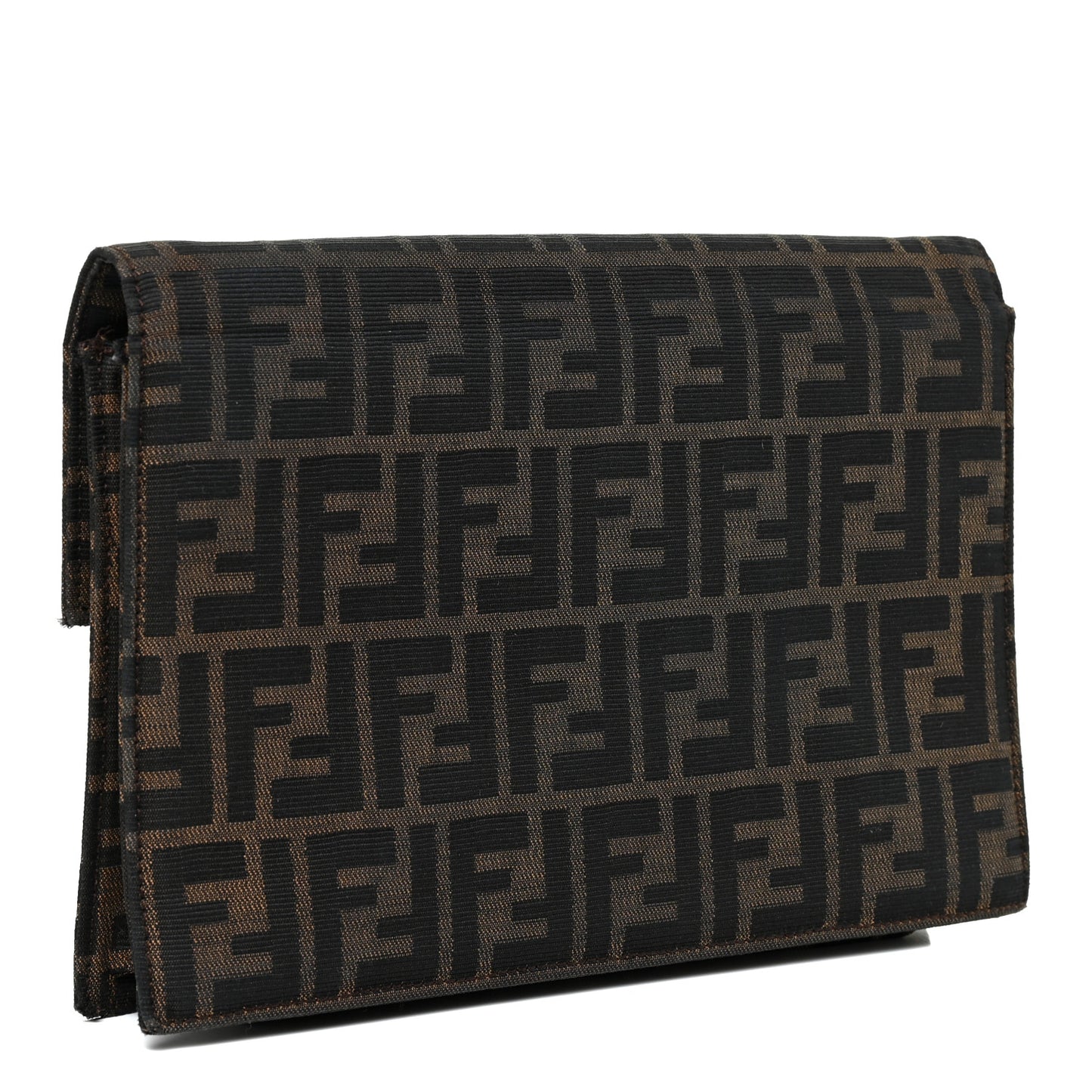 Zucca Calfskin Flap Clutch Tobacco Black