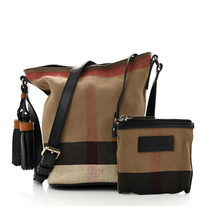 Burberry Canvas Mega Check Mini Ashby Tassel Crossbody Black 3 of 12