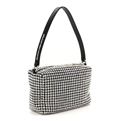 Alexander Wang Mesh Crystal Rhinestone Mini Heiress Pouch Black Silver 2 of 11
