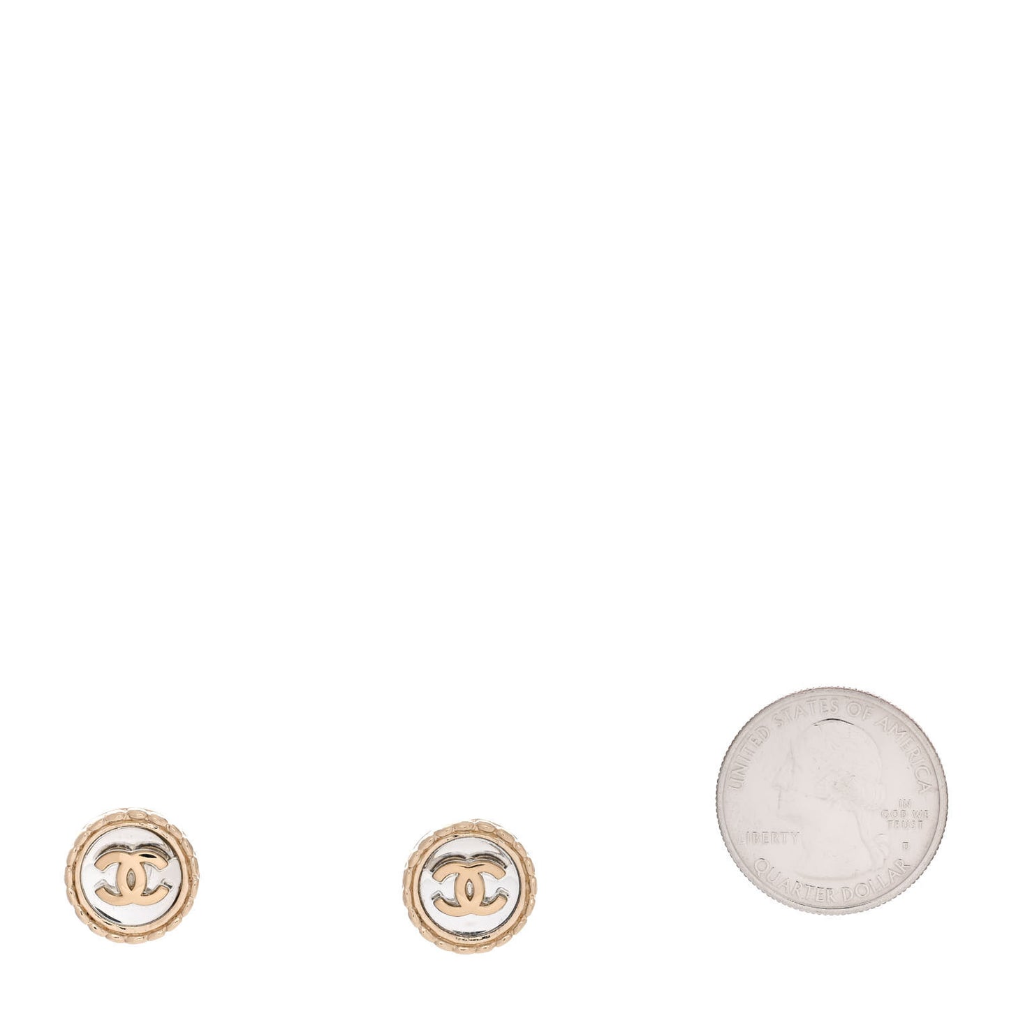 Round CC Stud Earrings Gold Silver