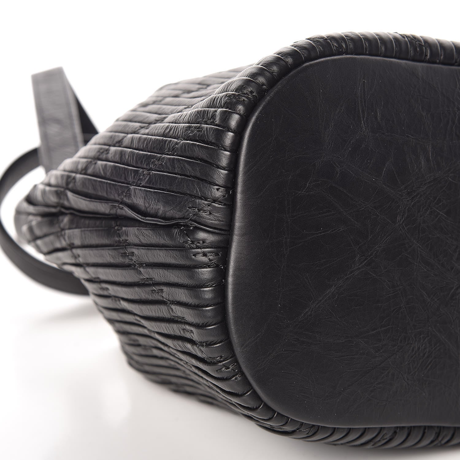 Chanel Iridescent Crumpled Calfskin Coco Pleats Small Drawstring Bag Black 8 of 9