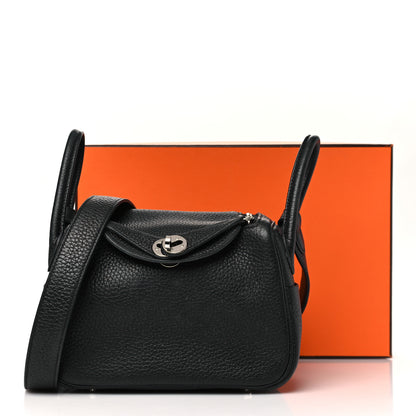 Hermes Taurillon Clemence Mini Lindy 20 Black 12 of 12