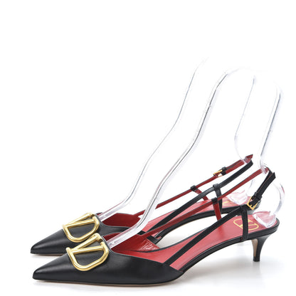 Valentino Garavani Calfskin Vlogo Slingback 40mm Pumps 40 Black 2 of 10