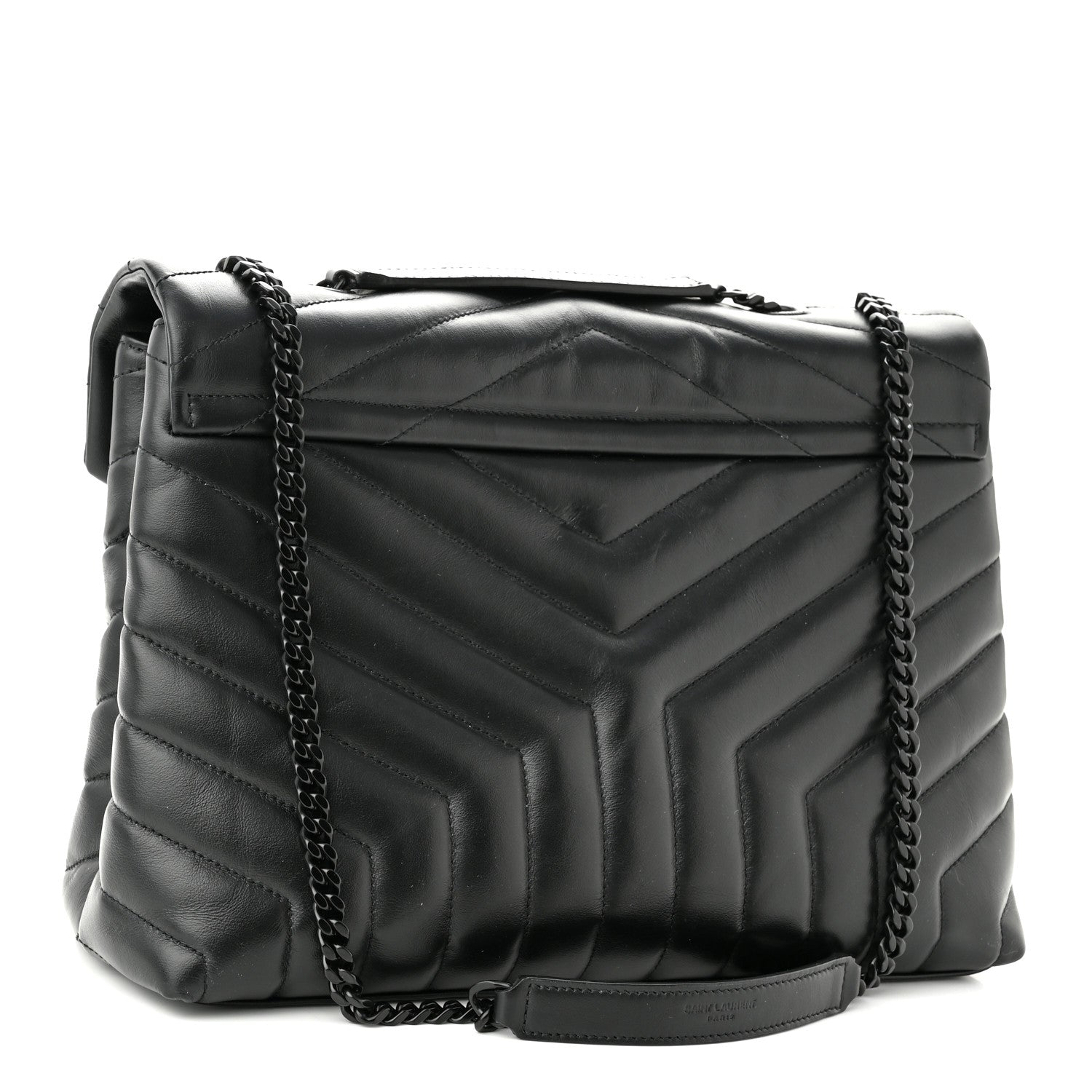 Saint Laurent Calfskin Y Quilted Monogram Monochrome Medium Loulou Chain Satchel Black 2 of 10