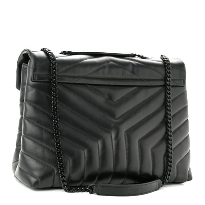 Saint Laurent Calfskin Y Quilted Monogram Monochrome Medium Loulou Chain Satchel Black 2 of 10