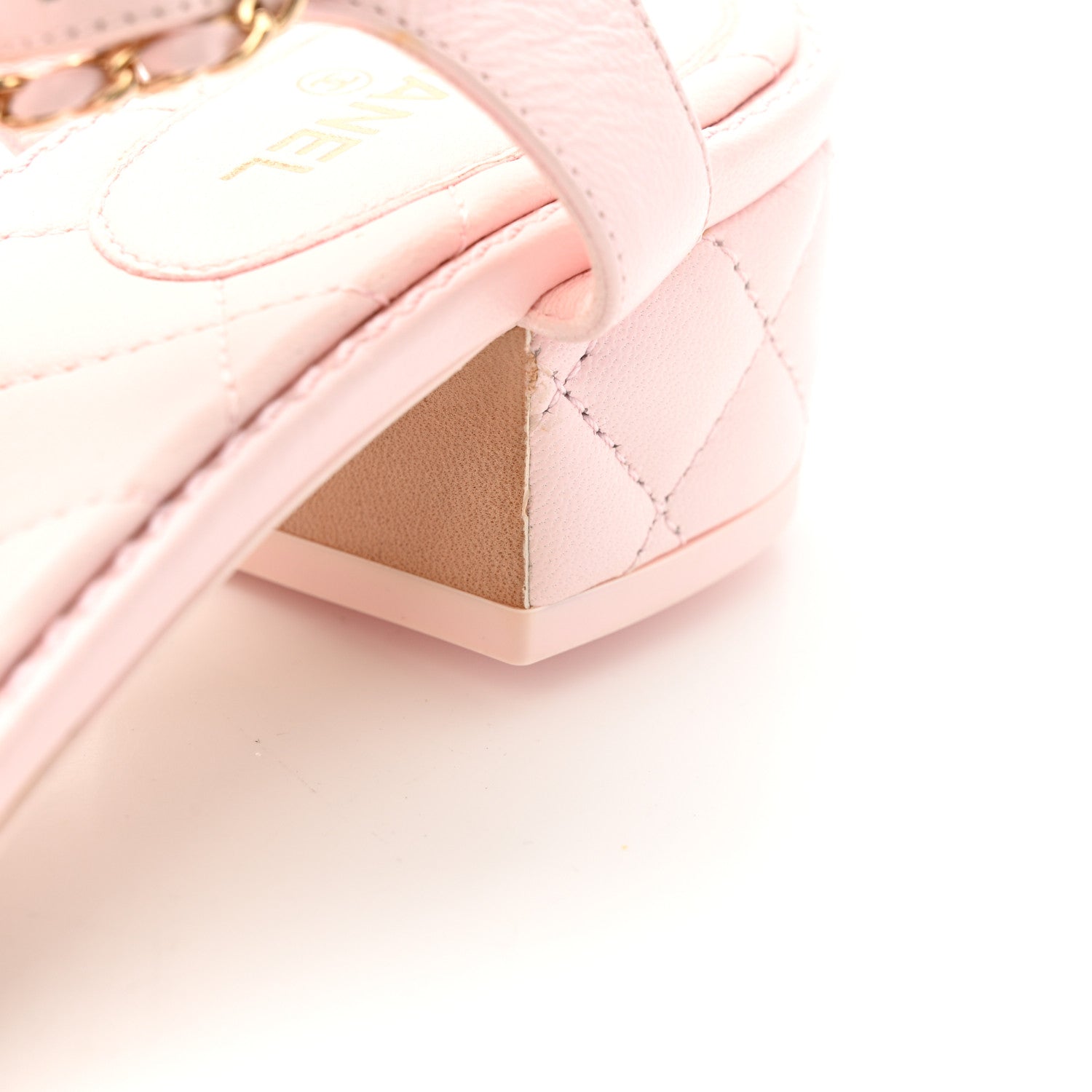 Chanel Lambskin Chain CC Logo Thong Sandals 38.5 Light Pink 11 of 12