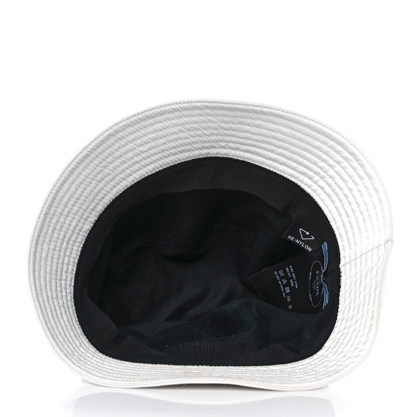 Re-Nylon Metal Triangle Logo Womens Bucket Hat M White