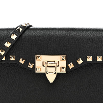 Valentino Garavani Pebbled Calfskin Medium Rockstud Flip Lock Crossbody Bag Black 7 of 10