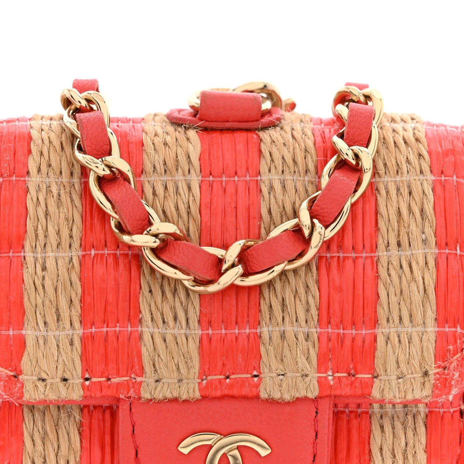 Chanel Raffia Jute Striped Airpods Pro Case Red Beige 8 of 10