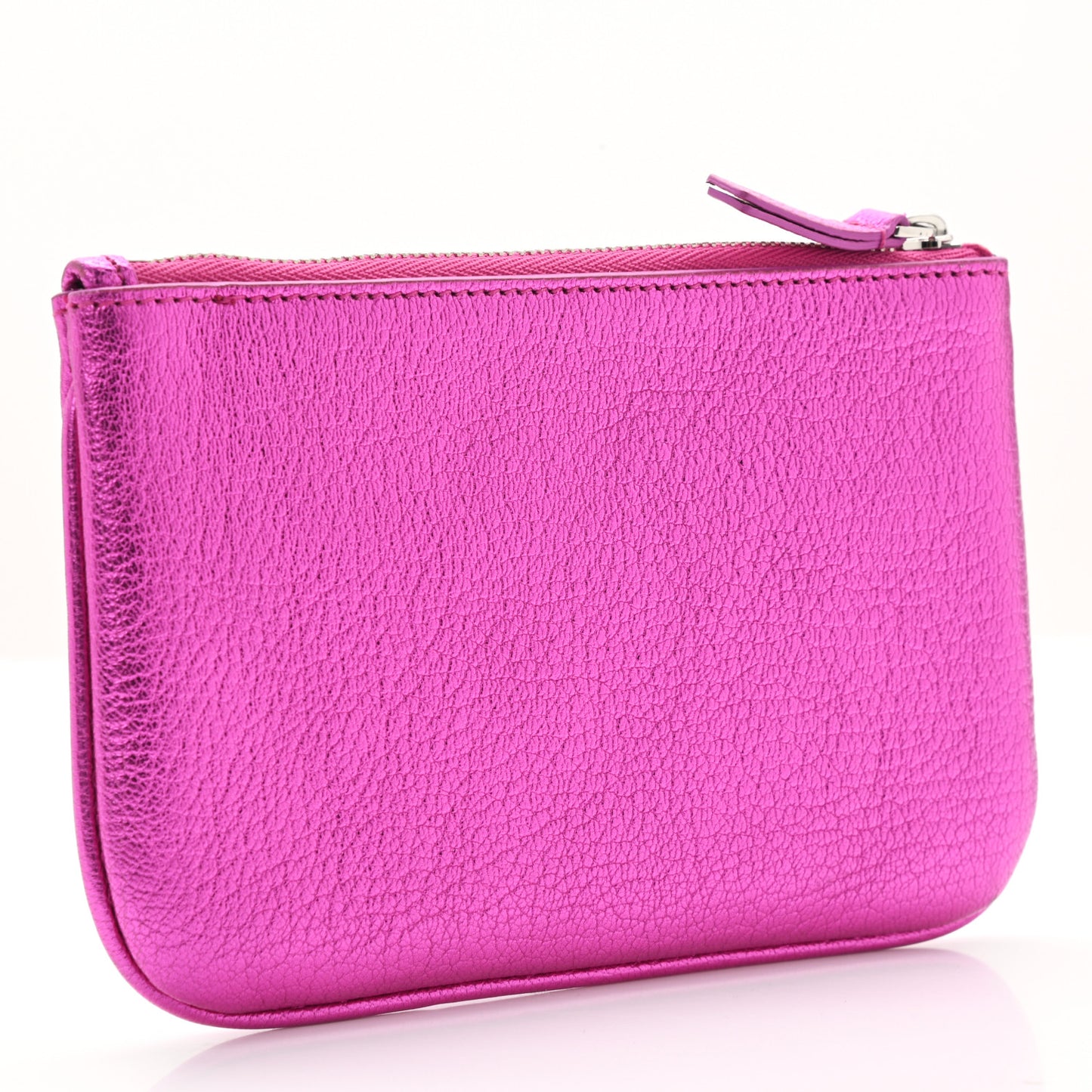 Metallic Goatskin Logo XS Ville Pouch Rose Fuchsia Black
