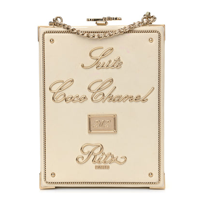 Chanel Lambskin Room Card Minaudiere Evening Bag White Gold 1 of 15