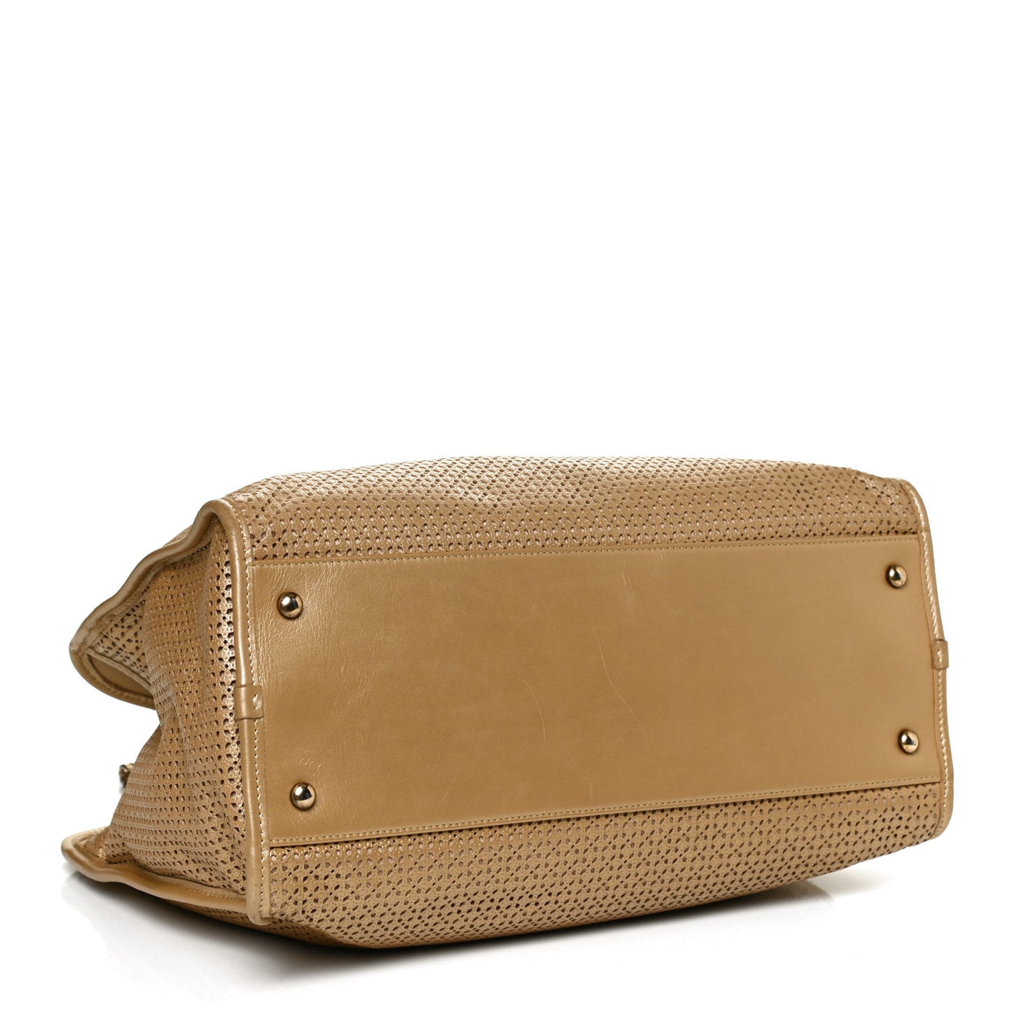 Metallic Calfskin Perforated Up In The Air Tote Gold