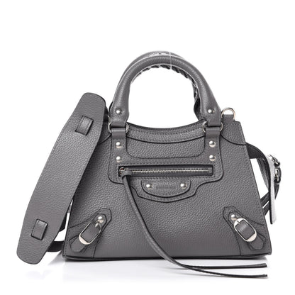 Balenciaga Grained Calfskin Neo Classic Silver Hardware Mini City Dark Grey 1 of 10