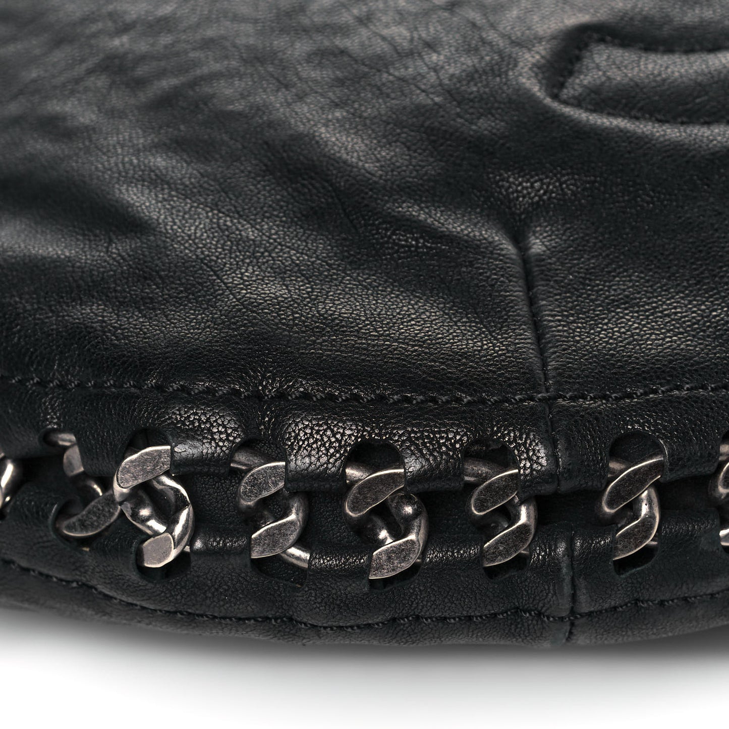 Calfskin Modern Chain Hobo Black