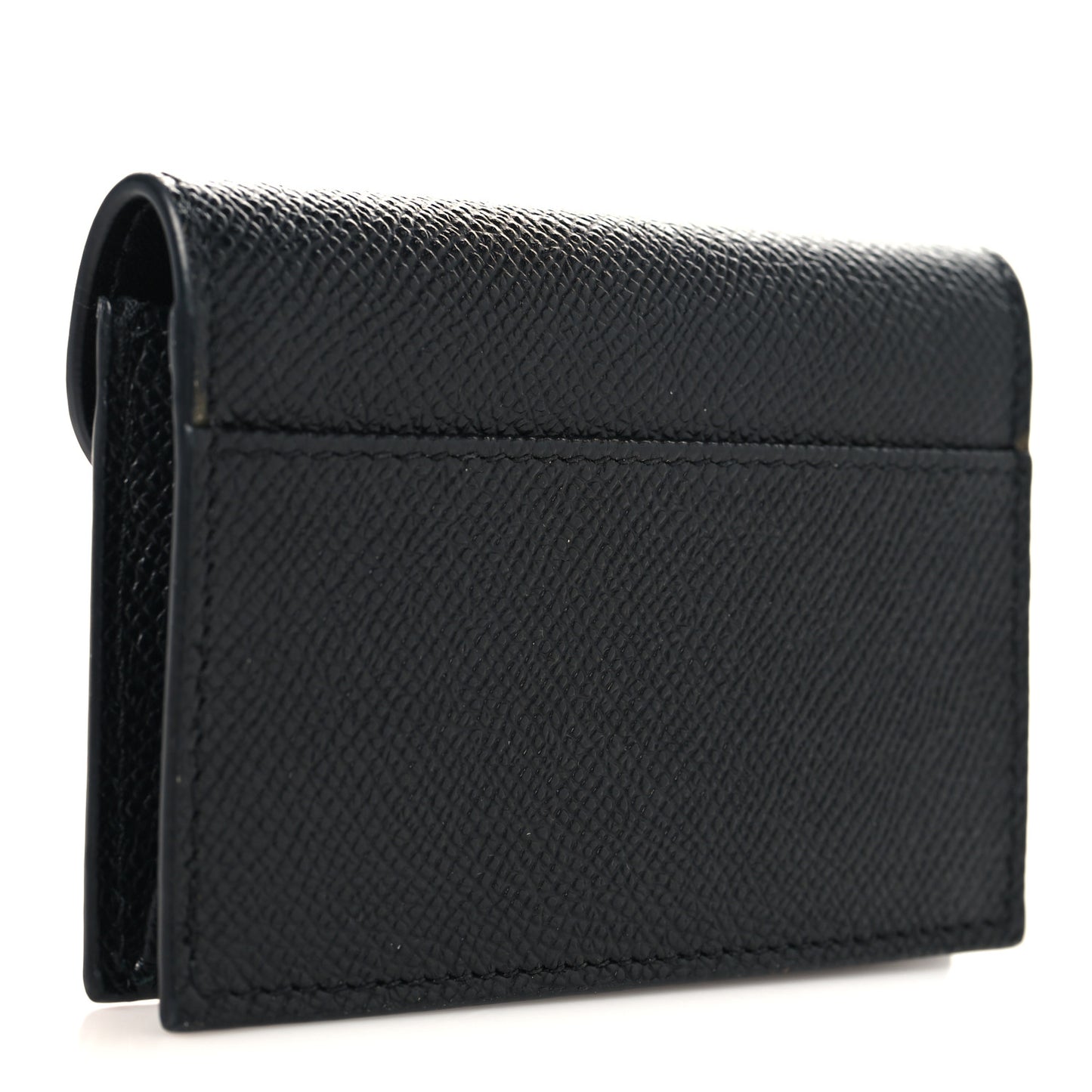 Grained Calfskin Saddle Card Holder Black