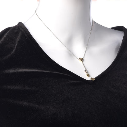Tiffany 18K White Yellow Gold Multi-Heart Drop Pendant Necklace 2 of 6