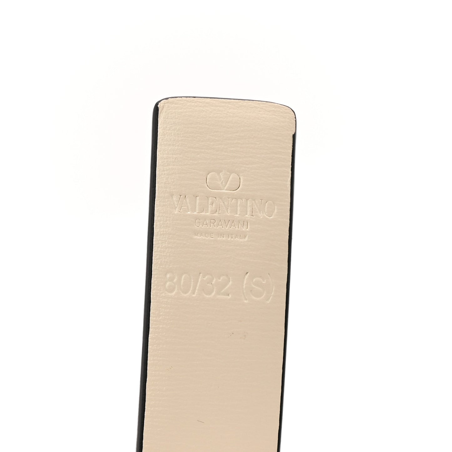 Glossy Calfskin Hammered VLogo Reversible 20mm Belt 80 32 Saddle Brown Ivory