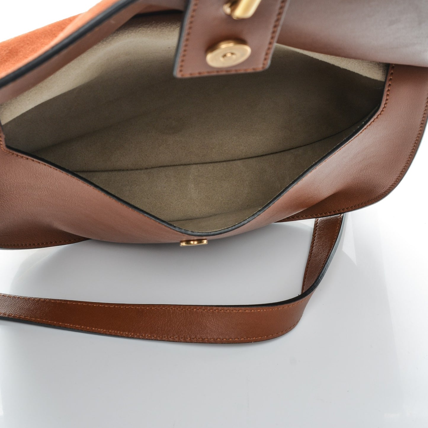 Suede Smooth Calfskin Kurtis Shoulder Bag Classic Tobacco