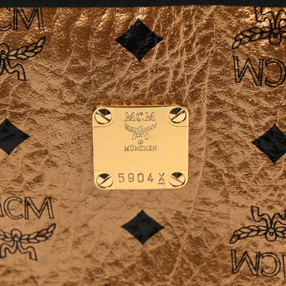 MCM Metallic Visetos Medium Shopper Tote Gold 7 of 10