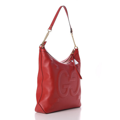 Gucci Apollo Calfskin GG Dadini Embroidered Chain Hobo Hibiscus Red 3 of 8