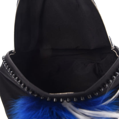 Fendi Nylon Vitello Century Mink Fox Goat Fur Studded Karlito Backpack Black Multicolor 5 of 8