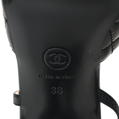 Chanel Lambskin Patent Calfskin Quilted Cap Toe CC Slingback Pumps 38 Black 6 of 9