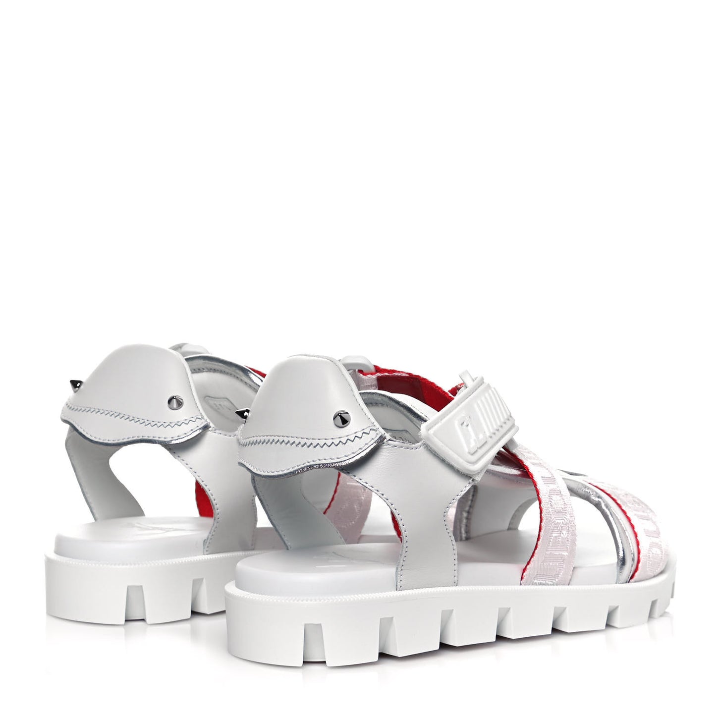 Calfskin Velcrissimo Flat Sandals 37.5 Blanco Silver
