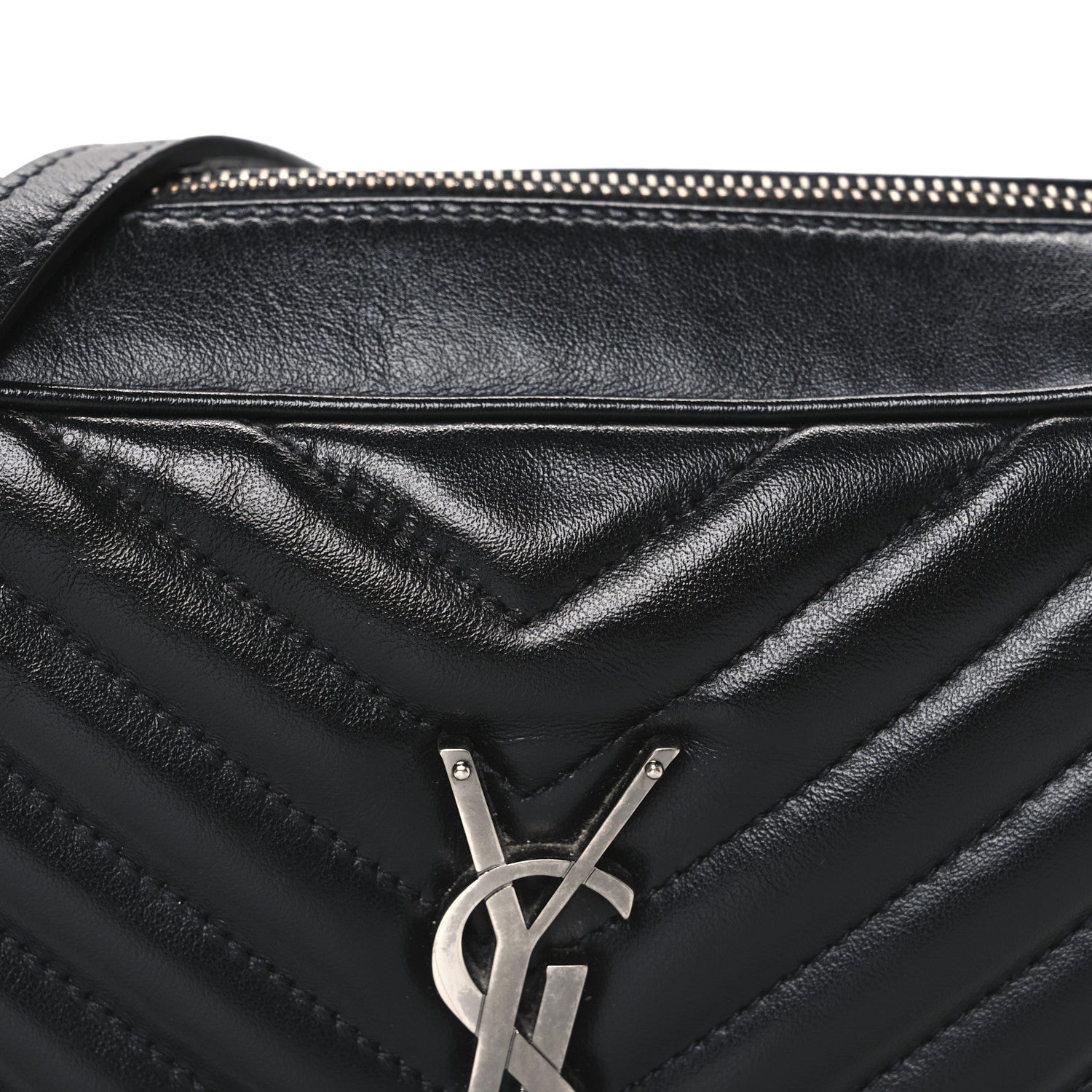 Saint Laurent Calfskin Matelasse Monogram Lou Camera Bag Black 8 of 11